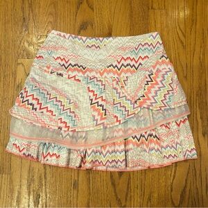 Lucky in Love tennis/pickeball skirt/skort vibrant zig zag design size small